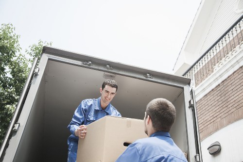 Business relocation support in St Johns with boxes, desks, and office equipment